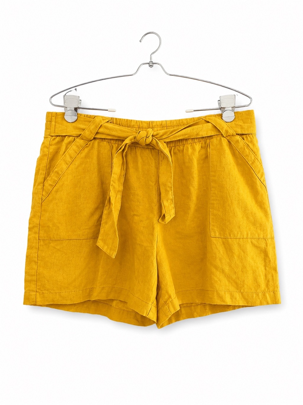 Cato Mustard Yellow Tie-Waist High-Rise Shorts